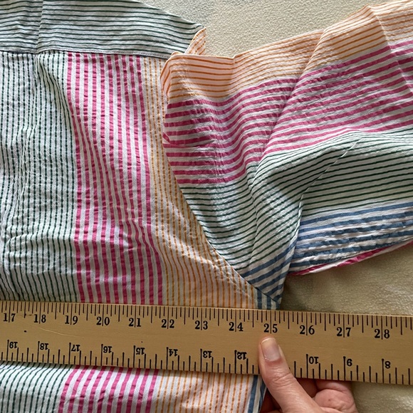 New! J Crew Slim Fit Seersucker Button Down Shirt Multi Color Stripe Size XL - Picture 14 of 16